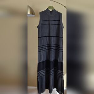 NWT NIKE × EVERY STITCH CONSIDERED Knit Black/Gray Wool Maxi Dress Size:L ITALY